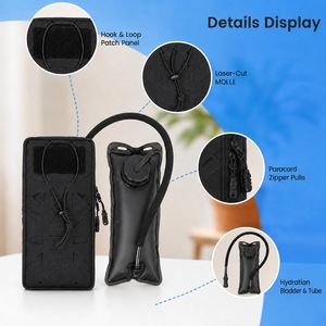 Sac à dos tactique LUPU avec réservoir d'hydratation amovible, poche à eau 2L, noir, sac d'hydratation pour activités de plein air - Product Image 2