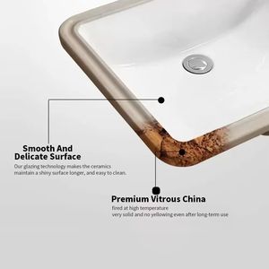 Lavabo Bajo Encimera Moderno de Cerámica Blanca Europea con Esmalte Autolimpiante y Garantía de 5 Años para Uso en Hoteles y Villas - Product Image 2