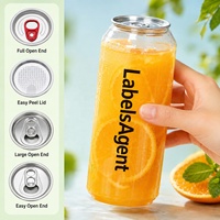 Boîtes en PET transparentes de 330 ml et 500 ml avec anneau de traction personnalisable, motif et ouverture facile, pour boissons, vente en gros