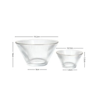 Ensemble de 7 bols en verre transparent côtelé, résistants à la chaleur, ustensiles de cuisine et bols de service décoratifs, adaptés aux fruits et aux salades