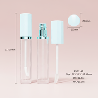 Boîte à gloss à lèvres en plastique transparent Choebe avec design hexagonal bleu clair, capacité de 13,5 ml, emballage cosmétique
