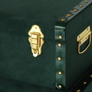 Tùy Chỉnh Sang Trọng Màu Xanh Lá Cây Nhung Lưu Trữ Thân Cây Thiết Lập Stackable Trang Trí Tổ Chức Thân Cây Với Vàng Phần Cứng - Product Image 4