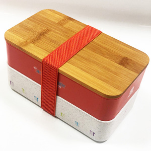 Bamboo Bento Box Student Portable Lunch Box Set Stackable Rectangle With Bamboo Lid Environment Friendly - Product Image 1
