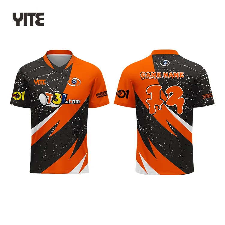 Yite Custom Esport Gaming Jersey Nieuw Design Oranje Zwart Groothandel Esports Jersey Team