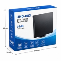 Antenne TV numérique intérieure/extérieure amplifiée à gain élevé UHD-883 avec filtre 5G LTE compatible DVB-T2 ATSC ISDB-T