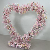 NINI Arche de fleurs artificielles en soie corail, faite main, couleur personnalisée, haute qualité, imperméable, motif cœur, pour toile de fond de plage estivale