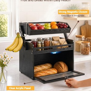 Étagère de rangement pour fruits et légumes Eastward Advance à 3 niveaux avec crochet pour bananes, boîte à pain, organisateur de comptoir de cuisine - Product Image 2