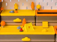 Système de rangement de papeterie modulaire en PLA imprimé en 3D, thème camping d'automne ludique et assemblable, pour organiser votre bureau