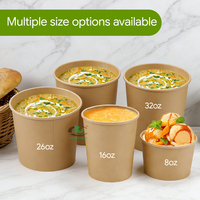Gobelets à soupe jetables en papier kraft avec couvercle, en vrac, 8/12/16/26/32 oz