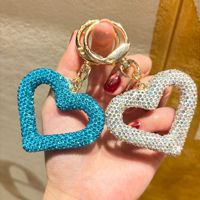 Porte-clés Cœur Creux en Strass Personnalisé avec Logo, Cœur en Cristal Bling, Souvenir, Cadeau Promotionnel