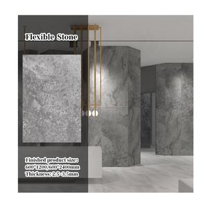 Revêtement mural en pierre flexible de luxe, effet marbre gris sans joint pour des colonnes intérieures spectaculaires - Product Image 2
