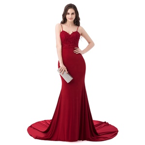 Ruolai-<span class=keywords><strong>vestido</strong></span> <span class=keywords><strong>de</strong></span> PEV-L3095 con tirantes finos, <span class=keywords><strong>vestido</strong></span> <span class=keywords><strong>de</strong></span> noche elástico <span class=keywords><strong>de</strong></span> licra, Burgundy, sirena - Product Image 1