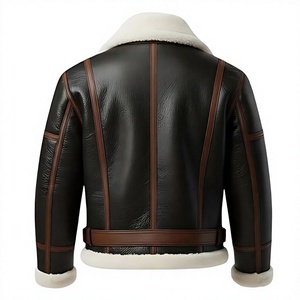 Veste en cuir vintage pour homme, conçue sur mesure, style motard, mode streetwear, avec fourrure intérieure, chaude et respirante pour l'hiver - Product Image 4