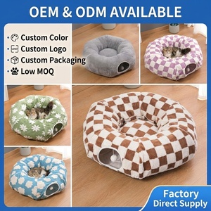 Tempat Tidur Kucing Bentuk Ban Harga Pabrik, Terbuat dari Bahan Plush Lembut, Lipat, Bentuk Donat, Rumah Nyaman untuk Kucing Indoor dan Hewan Kecil, OEM - Product Image 4