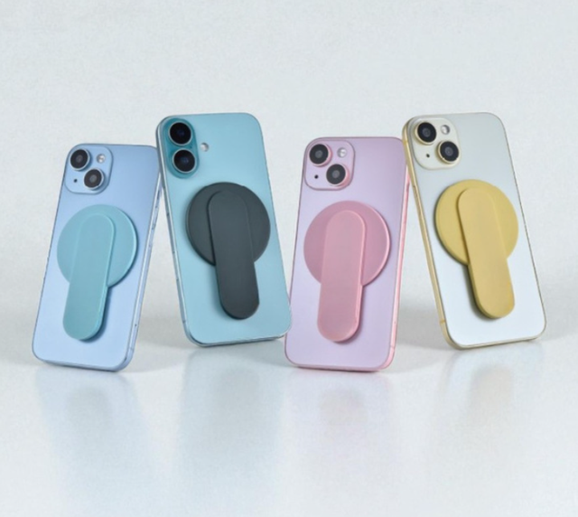 Magnetic Phone Grip with Silicone Finger Strap Dual-axis Adjustable Kickstand Magnetic Mobile Phone Stand