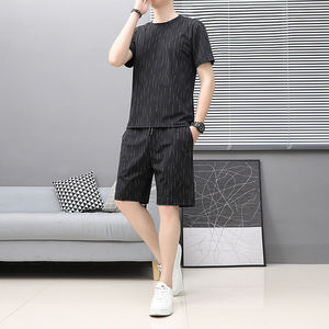 Costume décontracté à manches courtes pour homme avec logo personnalisé, motif 'Adding fertilizer to increase the size of ice', coupe ample, ensemble deux pièces - Product Image 3