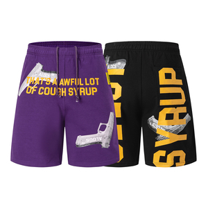 Pantalones Cortos Deportivos Casuales de Estilo Urbano Americano para <span class=keywords><strong>Hombre</strong></span>, Venta al por Mayor, con Estampado de Letras Personalizado 'THAT'S AWFUL LOT of COUGH SYRUP' - Product Image 2