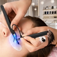 Pegamento de Secado Rápido para Extensiones de Pestañas UV, Lámpara LED de Mano para Curado de Pestañas con Sistema de Pedal Inalámbrico de Silicona