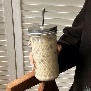 High Quality Wholesale 500ml Wide Mouth Reusable Portable Travel Beverage Glass Tumbler Mason Jar <b>Metal</b> <b>Straw</b> Lid Customized - Product Image 4