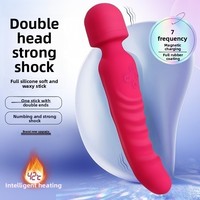 Doppelseitiger AV-Vibrator für Frauen 7-Stufen Kraftvolle Vibration Heizfunktion 100% Wasserdicht USB-Aufladbar Massage-Stab