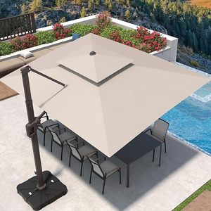 Sombrilla de Jardín de Lujo de 3x3 m con Poste Lateral en Cantilever, Impermeable, con Luces LED para Restaurante - Product Image 1