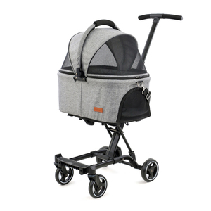Poussette pour animaux de compagnie légère 3-<span class=keywords><strong>en</strong></span>-1 réglable <span class=keywords><strong>en</strong></span> tissu pour chiens et chats, sac de transport détachable et pliable pour les voyages - Product Image 2