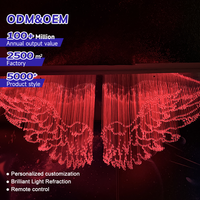 Luminaire suspendu en fibre optique LED PMMA personnalisé en forme d'aile, design moderne, IP33, couleur RGB, télécommande pour restaurant, exposition