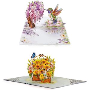 Basket 3D Pop-Up Greeting Card Mother's Day Gift 4 Color Paper Die Cutting Printing Rectangle <b>Matte</b> <b>Varnishing</b> - Product Image 1