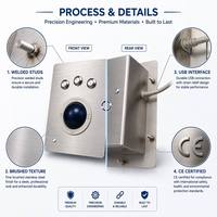Clavier optique industriel DSP en acier inoxydable pour borne ATM, pavé tactile métallique, souris à boule rotative modèle TB-50A&B