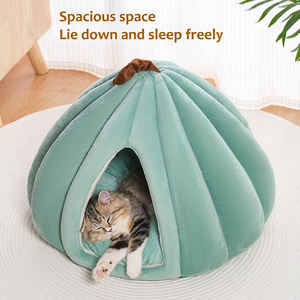 Uso en el hogar Invierno Interior Semicerrado Forma de calabaza Cama súper suave para mascotas Nido de gato Cálido Cachorro Cama para gatos <span class=keywords><strong>Cueva</strong></span> - Product Image 5