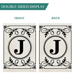 Bandera de Jardín Personalizada con Inicial, Producto Promocional, 12x18 Pulgadas, Lino, Doble Cara, Monograma, Apellido, Decorativa - Product Image 4