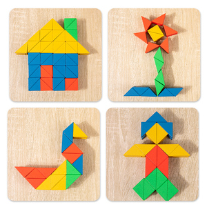 Blocs de construction triangulaires en gros pour enfants, blocs de construction éducatifs en bois, jeu d'entraînement à la réflexion, blocs de puzzle en bois - Product Image 4