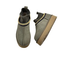 Stivali da Neve da Donna Leggeri e Morbidi con Suola a Piattaforma, Fodera in Pile Calda, Stivaletti Invernali in Vera Pelle Slip-On