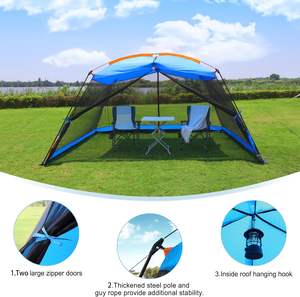 Carpa de Jardín Resistente al Agua Hyper Venture de 13x9 Pies, 4 Paredes de Malla, Toldo, Gazebo, Refugio, Estructura de Acero Aleado, para 6-8 Personas - Product Image 3