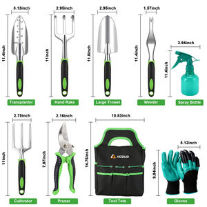 AOZUO Ensemble de 9 outils de jardin avec sac de rangement, outils à main en aluminium antirouille, kit de jardinage durable pour femmes et hommes - Product Image 3