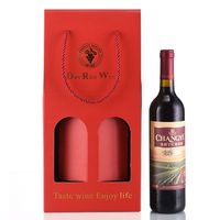 Großhandel Günstige Custom Printed Alkohol Geschenke Display Shopping Verpackung Kraft papier Weinflaschen taschen mit geschnittenen Griffen