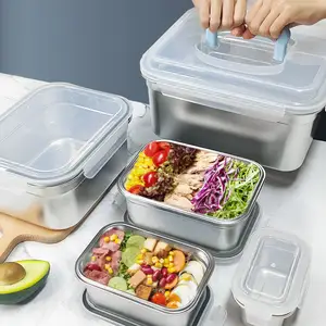 Lihong Kitchen 6L large Lunch box seal ring airtight container lunch bento box set stainless steel lunch box with pp lid