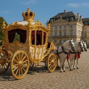 Fabricant de carrosseries de mariage royales dorées à traction animale 2025 - Product Image 1