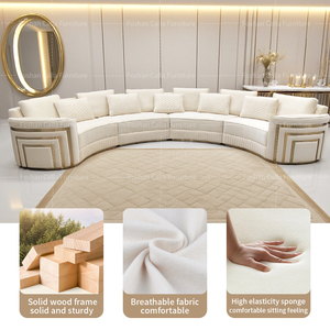 Sang Trọng Cong <span class=keywords><strong>Sofa</strong></span> Vải Thoải Mái C Hình Màu Trắng Modular Cắt 7 Chỗ Ngồi <span class=keywords><strong>Sofa</strong></span> Đặt Ghế Đồ Nội Thất Phòng Khách - Product Image 4