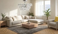 Lustre moderne de luxe SkyCam en cristal, motif floral, avec cadre en fer doré, semi-encastré, pour la décoration intérieure de villas et appartements