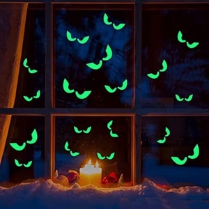 18 pegatinas reflectantes luminosas con forma de ojo para decoración de fiestas de Halloween y Navidad, calcomanías luminosas para pared, ventana y techo - Product Image 1