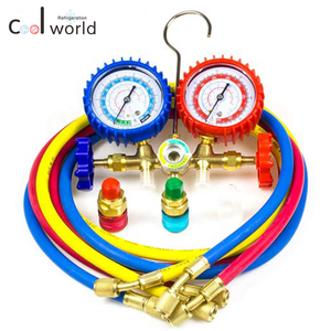 Brass <span class=keywords><strong>Manifold</strong></span> <span class=keywords><strong>Gauge</strong></span> <span class=keywords><strong>Set</strong></span> para R12 R22 R134a R502 HVAC A/C Refrigeração Charging Service - Product Image 1
