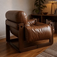 Fauteuil simple en forme de S durable avec revêtement en similicuir de qualité supérieure, style moderne du milieu du siècle, pour petit salon et bureau