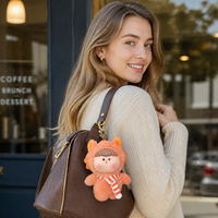 Porte-clés en peluche orange Zaves en gros, forme 3D personnalisée, imprimé, écologique, durable, best-seller, doux, rayé, tendance