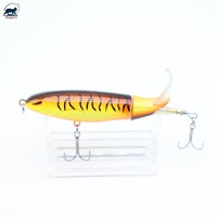 Leurre Popper 13,5g 10cm 8 Couleurs avec 2 Hameçons Tréillis Barbelés, Leurre de Pêche Rotatif en Plastique Type Hélice Tracteur, Leurre de Surface