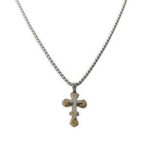 yunnique <b>Titanium</b> Steel Cross Pendant Necklace Men's Stainless Steel Geometric Design Punk Retro Style Fashion Jewelry - Product Image 3