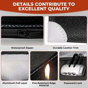 Upgraded Fireproof Waterproof <b>Document</b> <b>Bag</b> with Reflective Strips Fireproof Cash Wallet Zipper Product Category-Fireproof <b>Bags</b> - Product Image 3