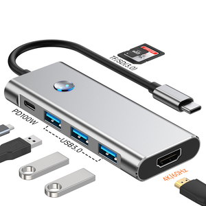 ฮับ USB แบบพกพาหลายพอร์ต ฮับ USB ความเร็วสูง และฮับ USB สำหรับ Macbook, ฮับ USB 7 พอร์ต, ฮับ USB-C 7 in 1 สำหรับแล็ปท็อปและจอภาพ - Product Image 1