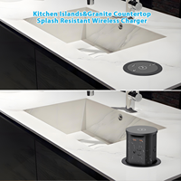 Centro de alimentación automático emergente 8 en 1 para escritorio, con base inalámbrica de 15W, 4 tomas de corriente de EE. UU., puertos USB-A y USB-C con PD de 20W, y diseño de 86mm para mesa de oficina