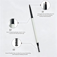 Lápiz Delineador de Cejas Blanco Personalizable con Punta Ultrafina Retráctil y Cepillo Espiral Separado para Cejas Naturales y Precisas